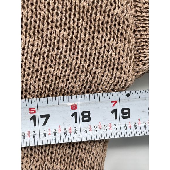 Lord & Taylor Sweater Women Size Medium Petite‎ Brown Camel Loose Knit Roll Neck - Picture 9 of 12